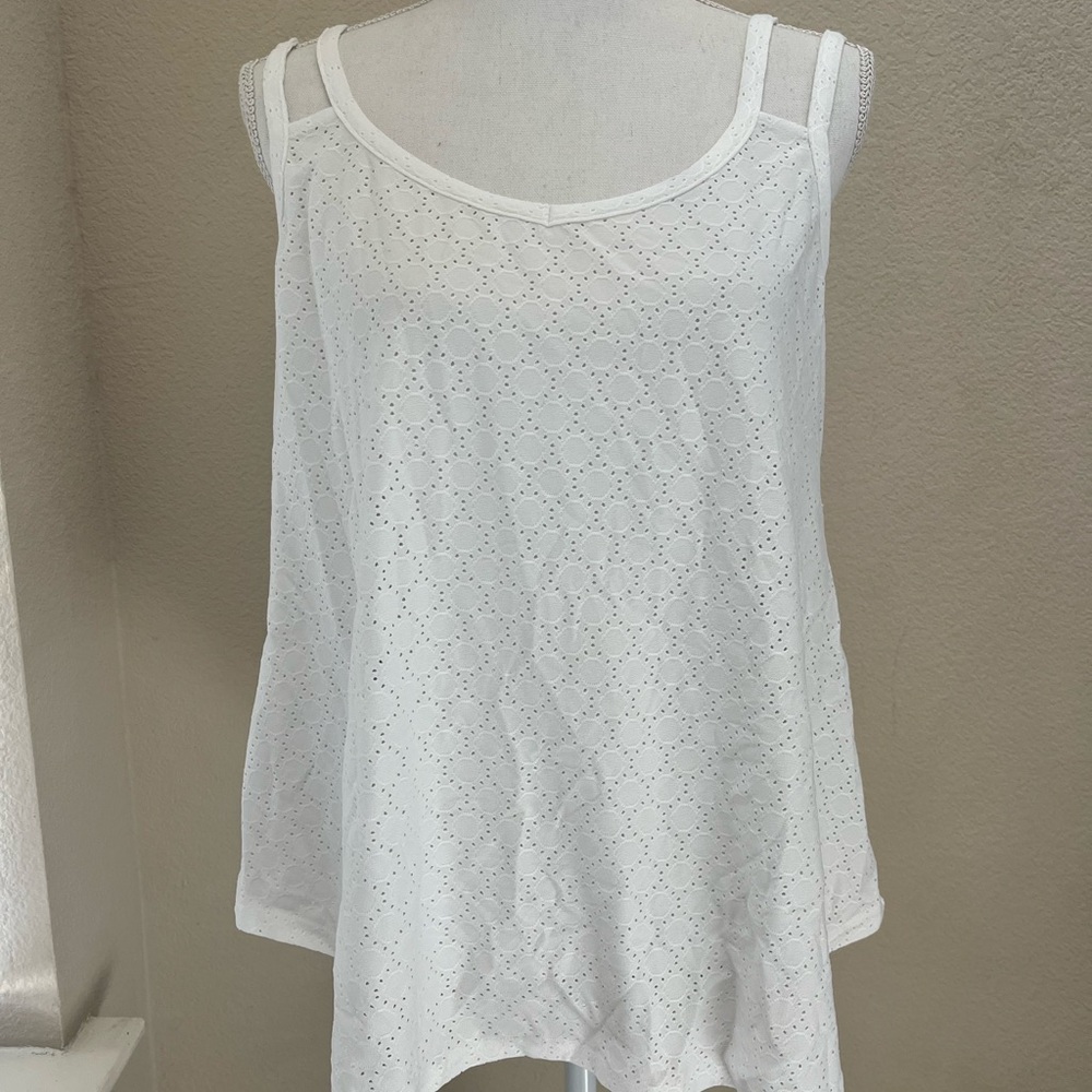 Zanzea White Eyelet Tank Top